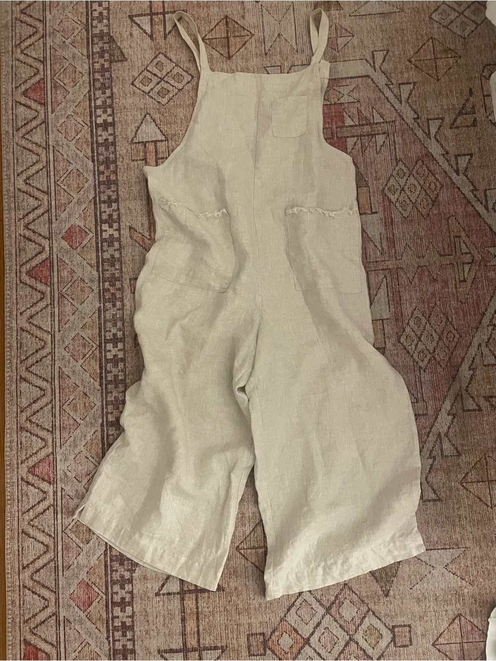 Grade & Gather Linen Wide-Leg Overalls - Cream